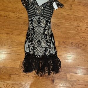 Elegant Black and Silver Embellished Dress